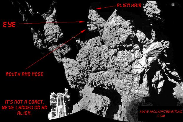there's a hidden face on the comet in the news